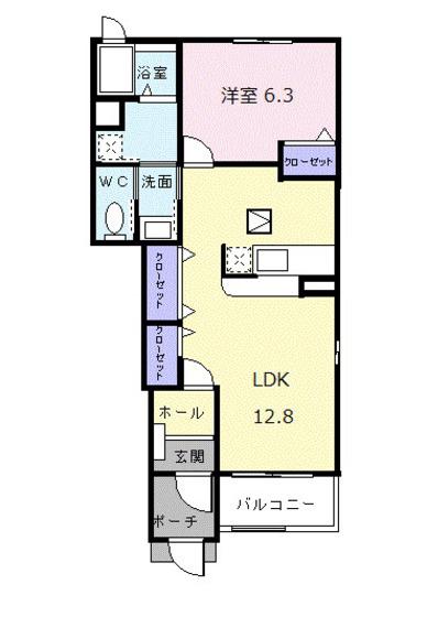 サウス・リモンA(1LDK/1階)の間取り写真