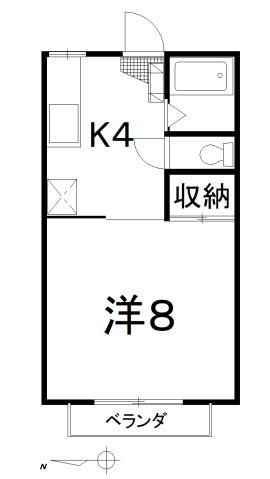 フレグランスJUN(1K/2階)の間取り写真