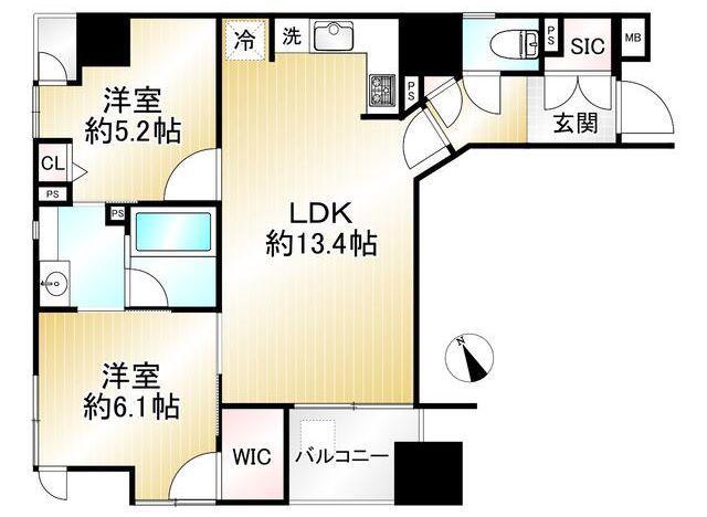ベルメゾン武蔵野中町(2LDK/9階)の間取り写真