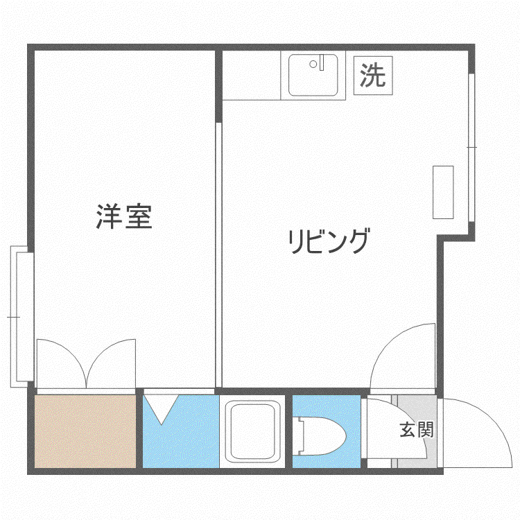 森住販美園マンション(1DK/2階)の間取り写真
