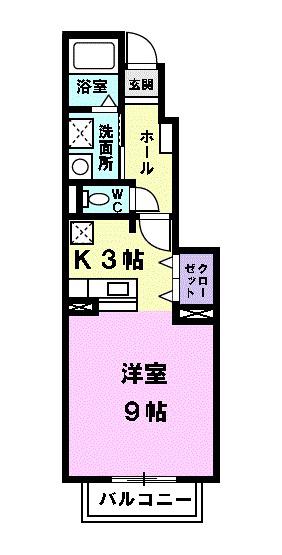 ピュア・トーン(1K/1階)の間取り写真