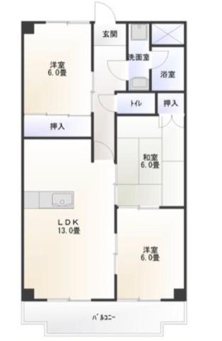 ラモール苗代(3LDK/5階)の間取り写真