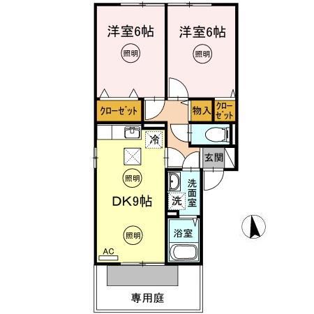 アーバンハイツ28 A棟(2DK/1階)の間取り写真