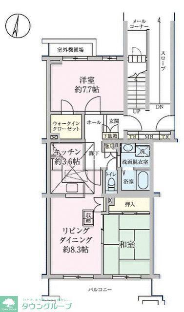 コーポレート草加旭町2号棟(2LDK/2階)の間取り写真