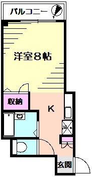 Fグリーン(ワンルーム/3階)の間取り写真