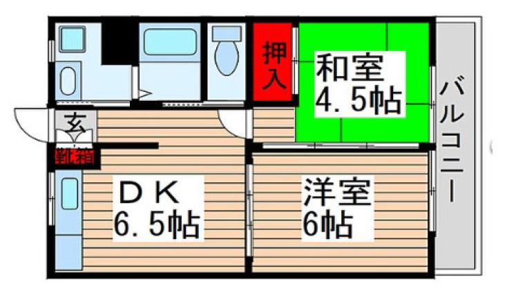 第1コーポ恩田(2DK/3階)の間取り写真