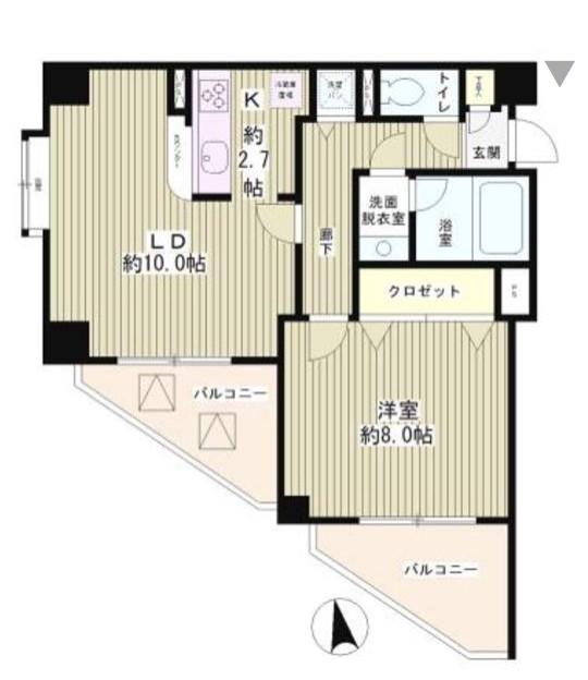 六本木プレイス(1LDK/3階)の間取り写真