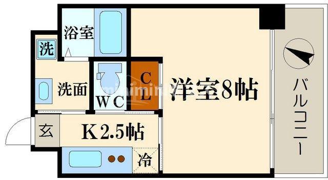 JJ COURT磯路(1K/7階)の間取り写真