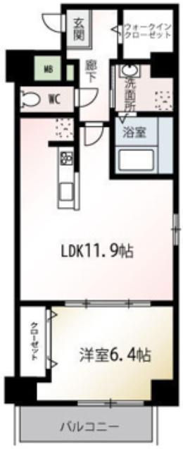 エムクアルト新座(1LDK/1階)の間取り写真