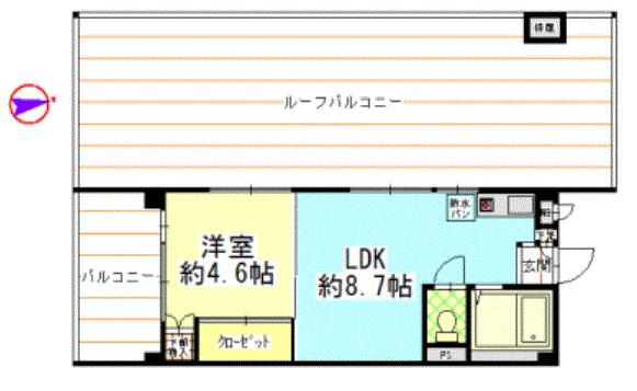 中野第3コーポ(1LDK/5階)の間取り写真