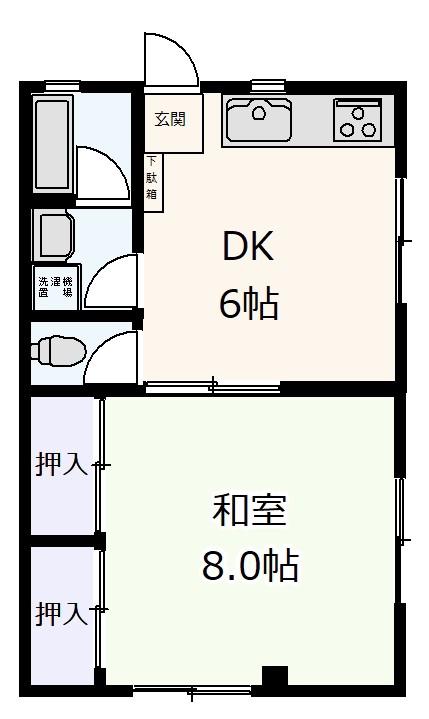 ハイツ田中(1DK/1階)の間取り写真