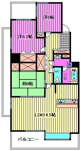 ウィンベルコーラス大宮(3LDK/3階)の間取り写真