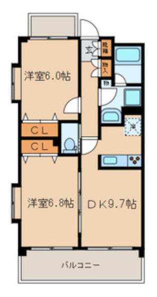 あるふぁII(2DK/1階)の間取り写真