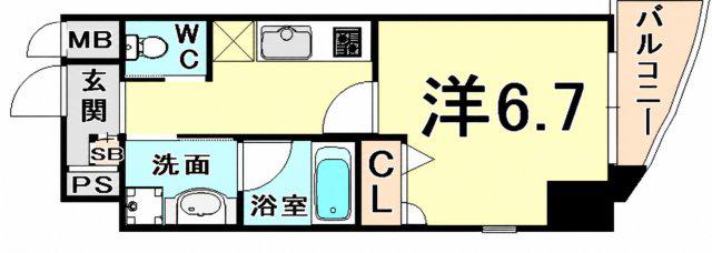 リエス尼崎東(1K/9階)の間取り写真