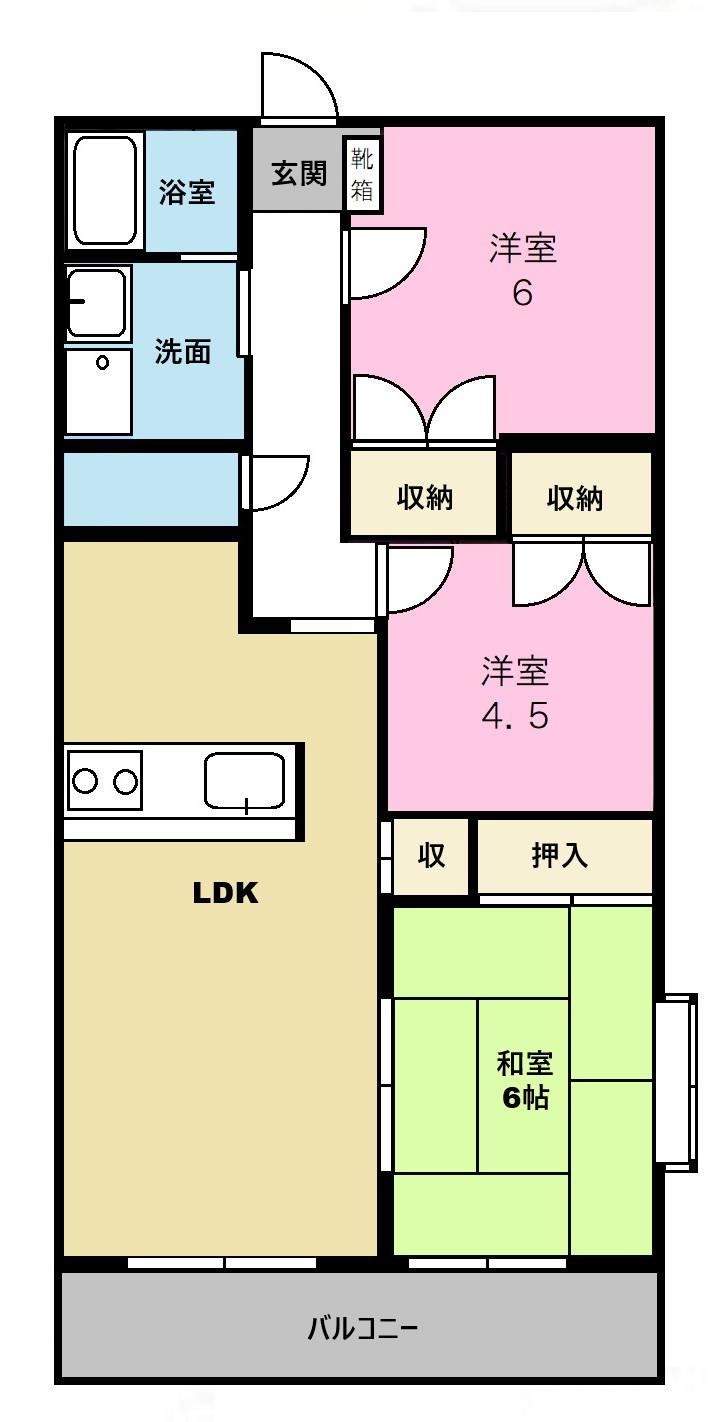 ラーナドーロ(3LDK/1階)の間取り写真