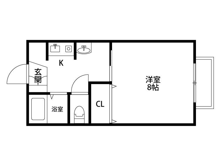 セジュールステビア(1K/2階)の間取り写真