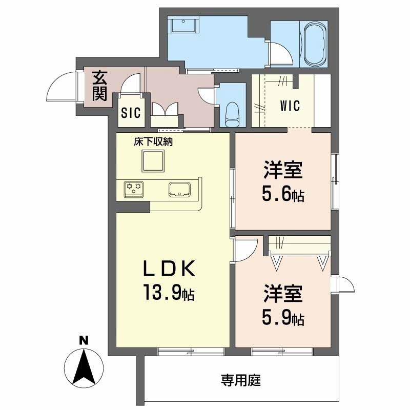 メゾンエディアン新金岡(2LDK/1階)の間取り写真