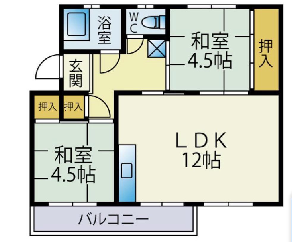 名島400棟(2LDK/4階)の間取り写真
