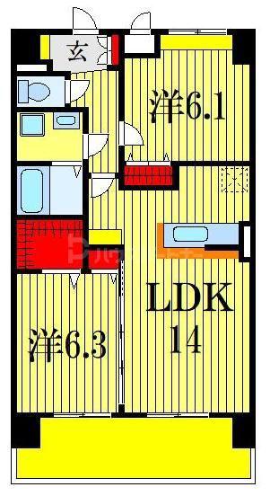 オリーブコート塚田(2LDK/3階)の間取り写真
