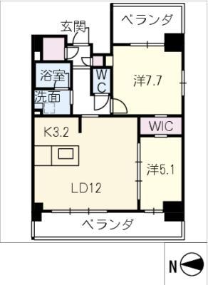 S-RESIDENCE上社南AMANTE(2LDK/8階)の間取り写真