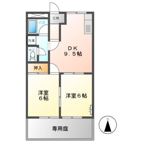 レジデンスTAKENAKA(2DK/1階)の間取り写真