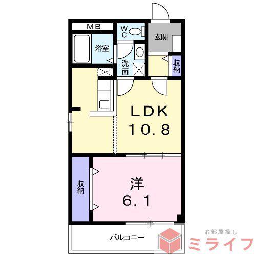 アドニスコートパートI(1LDK/4階)の間取り写真