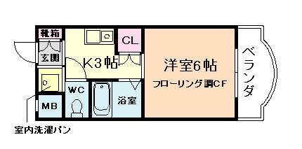H.B.P JO-NAN(1K/2階)の間取り写真