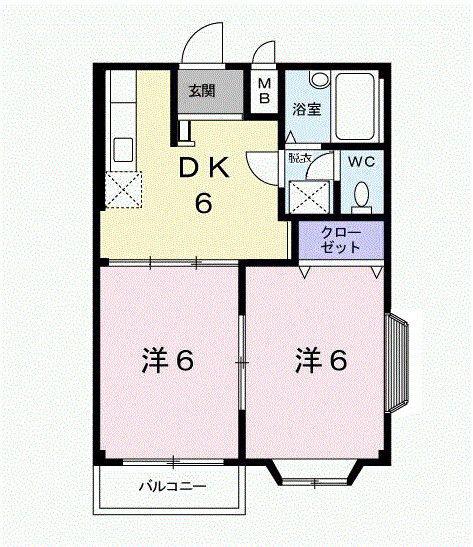 サンヒルズ小島(2DK/1階)の間取り写真