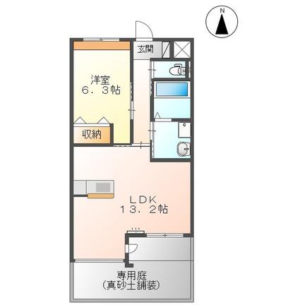 ファインパレスV(1LDK/1階)の間取り写真