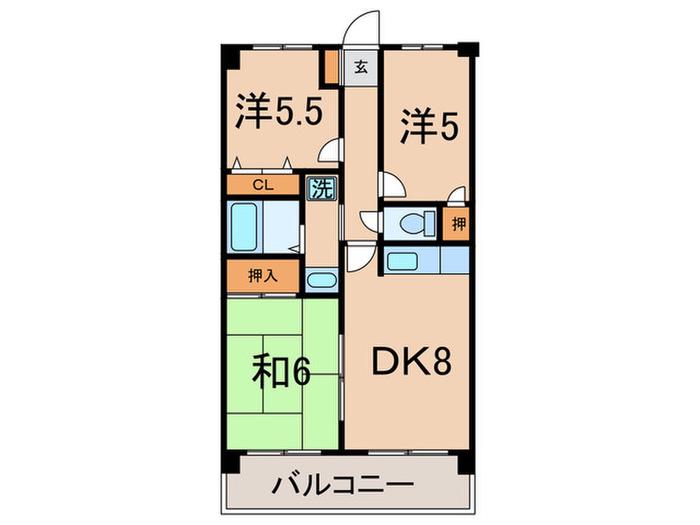 ルグラン前嶋(3DK/4階)の間取り写真