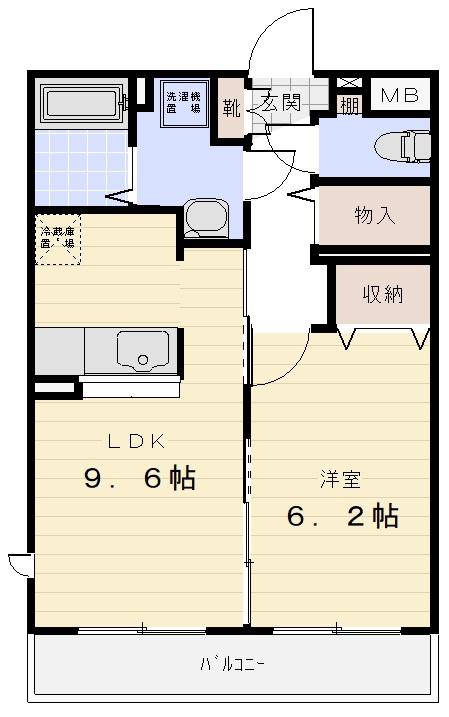 LA PERLE(1LDK/2階)の間取り写真