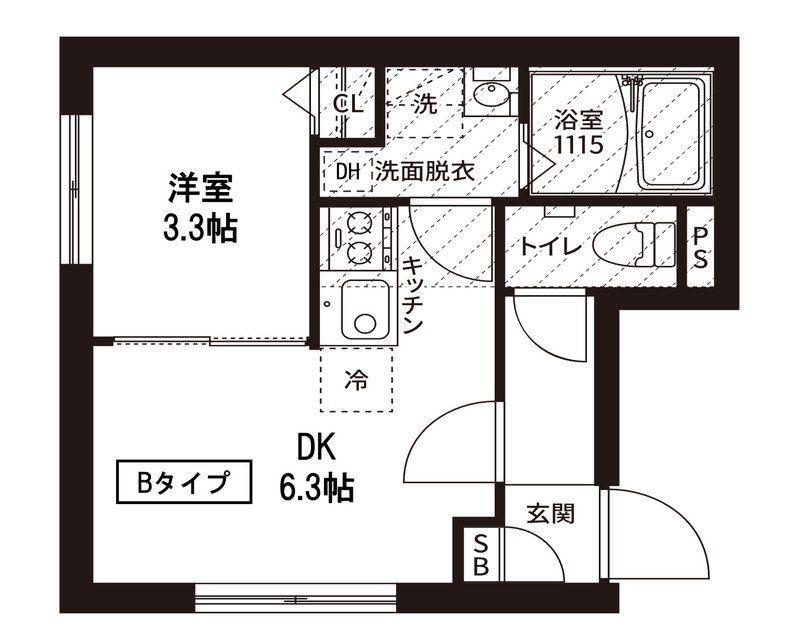 レピュア菊川駅前レジデンス(1DK/1階)の間取り写真