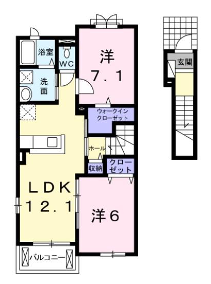 キャトル セゾン(2LDK/2階)の間取り写真
