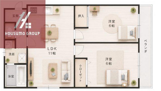 久宝寺西田マンション(2LDK/3階)の間取り写真