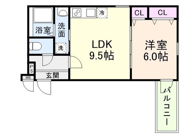 フジパレス今川I番館(1LDK/1階)の間取り写真