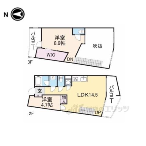 近鉄けいはんな線 学研奈良登美ケ丘駅 徒歩24分 3階建 築25年(2LDK/2階)の間取り写真