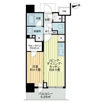 ライオンズミレス新中野(1LDK/3階)の間取り写真