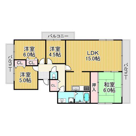 ドムス門戸(4LDK/2階)の間取り写真