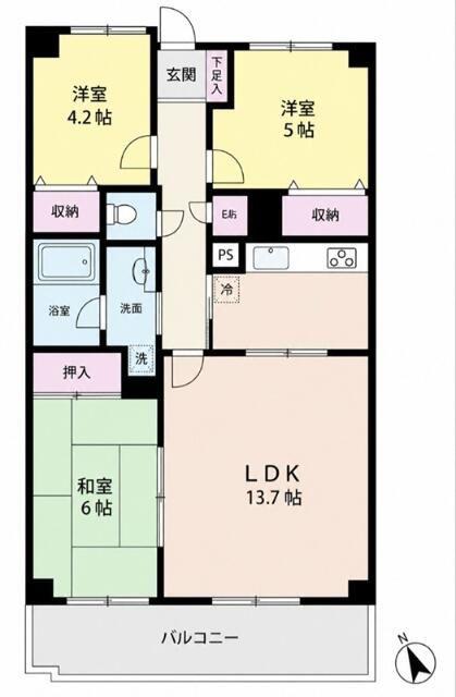 グレース代官III(3LDK/5階)の間取り写真