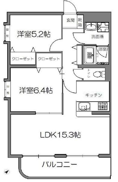 グランベリー長嶺南(2LDK/2階)の間取り写真