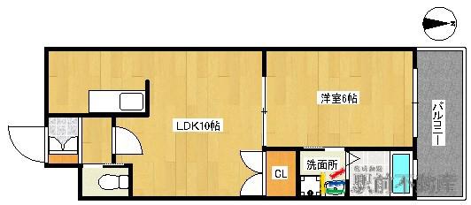 レジディア薬院大通(1LDK/6階)の間取り写真