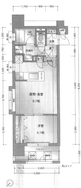 アクタス博多ステーションタワー(1LDK/4階)の間取り写真