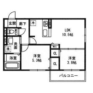 ボヌールコート(2LDK/3階)の間取り写真