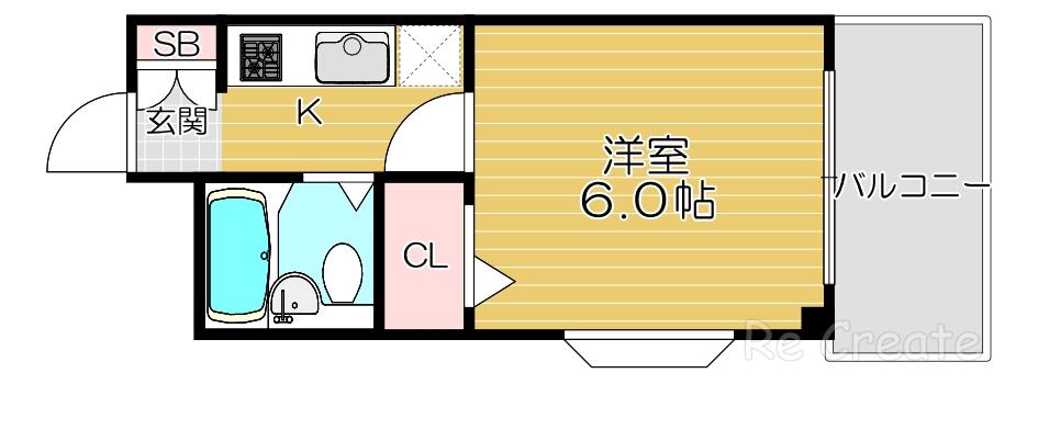 アパルト四天王寺II(1K/5階)の間取り写真