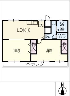 コーポいちかわ(2LDK/1階)の間取り写真