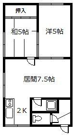 エスエール阿部(2DK/2階)の間取り写真
