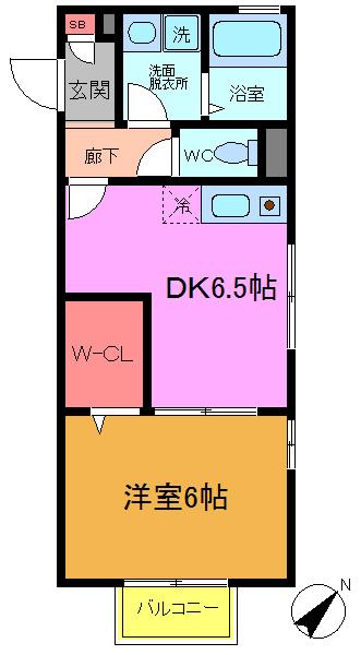スマートF(1DK/2階)の間取り写真