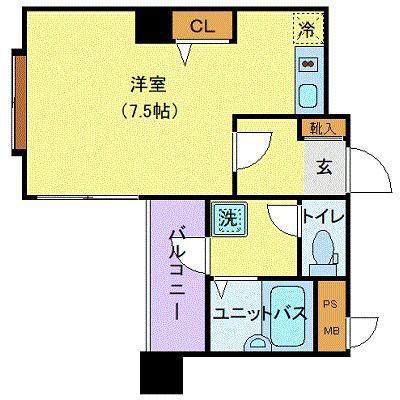 ベルシティ五橋(ワンルーム/8階)の間取り写真