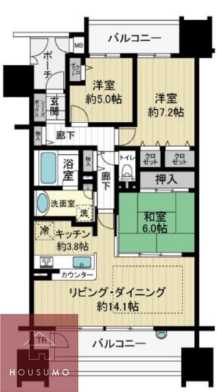 グランファースト千里桃山台5号棟(3LDK/4階)の間取り写真