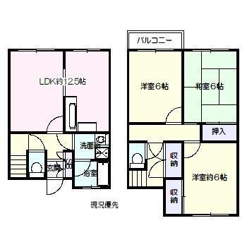 米ケ袋タウンハウス(3LDK/1階)の間取り写真